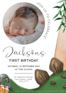 BK001-0103 DIN A6 Photo Invitation - Stegosaurus: BK001-07 Dinosaur Stegosaurus Birthday Bundle
