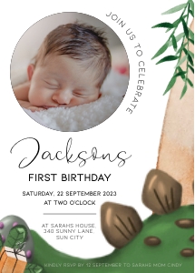 BK001-0103 5x7 Photo Invitation - Stegosaurus: BK001-07 Dinosaur Stegosaurus Birthday Bundle