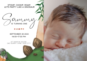 BK001-0105 DIN A6 Photo invitation landscape - Stegosaurus: BK001-07 Dinosaur Stegosaurus Birthday Bundle