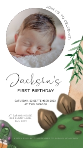 BK001-0115 1080x1920px Photo Invitation - Stegosaurus: BK001-07 Dinosaur Stegosaurus Birthday Bundle