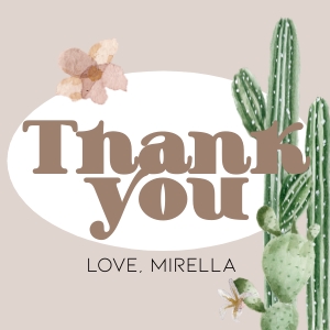 BK004-0102 2x2 Thank you tag - Boho cactus: BK004-0101 Invitation - Cactus boho