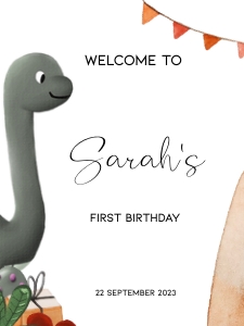 BK001-0210 18x24 Welcome sign - Dinosaur grey: BK001-0210 Welcome sign - Dinosaur grey