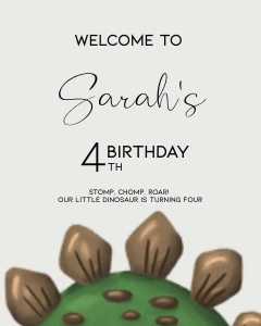 BK001-0110 8x10 Welcome sign - Dinosaur Stegosaurus: BK001-07 Dinosaur Stegosaurus Birthday Bundle
