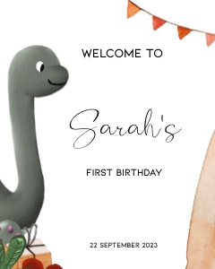 BK001-0210 8x10 Welcome sign - Dinosaur grey: BK001-0210 Welcome sign - Dinosaur grey