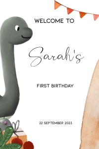 BK001-0210 24x36 Welcome sign - Dinosaur grey: BK001-0210 Welcome sign - Dinosaur grey