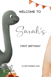 BK001-0210 20x30 Welcome sign - Dinosaur grey: BK001-0210 Welcome sign - Dinosaur grey