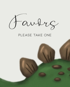 BK001-0112 8x10 Favors sign - Dinosaur Stegosaurus: BK001-07 Dinosaur Stegosaurus Birthday Bundle