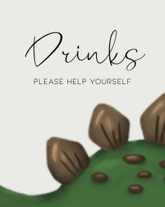 BK001-0113 8x10 Drinks sign - Dinosaur Stegosaurus: BK001-07 Dinosaur Stegosaurus Birthday Bundle