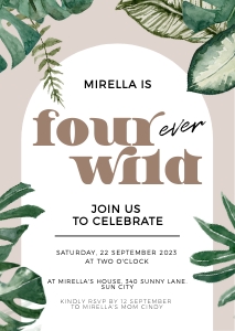 BK009-0501 DIN A6 Invitation - Boho Tropical Four ever Wild: BK009-0501 Invitation - Boho Tropical Four ever Wild
