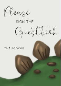 BK001-0111 5x7 Guestbook sign - Dinosaur Stegosaurus: BK001-07 Dinosaur Stegosaurus Birthday Bundle
