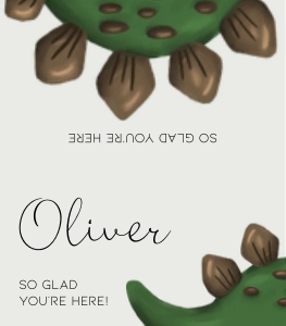 BK001-0118 2x3.5 folded  place cards - Dinosaur Stegosaurus: BK001-07 Dinosaur Stegosaurus Birthday Bundle