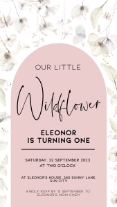 BK005-0114 1080x1920px Electronic invitation - Wildflower whimsical: BK005 Birthday BUNDLE - Wildflower Whimsical