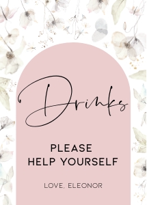 BK005-0113 5x7 Drinks sign - Wildflower whimsical: BK005 Birthday BUNDLE - Wildflower Whimsical