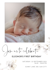 BK005-0103 5x7 Photo invitation portrait - Wildflower whimsical: BK005 Birthday BUNDLE - Wildflower Whimsical