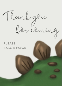 BK001-0119 5x7 Thank you for coming sign - Dinosaur Stegosaurus: BK001-07 Dinosaur Stegosaurus Birthday Bundle