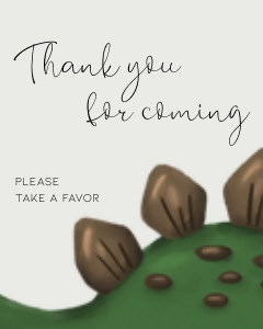 BK001-0119 8x10 Thank you for coming sign - Dinosaur Stegosaurus: BK001-07 Dinosaur Stegosaurus Birthday Bundle