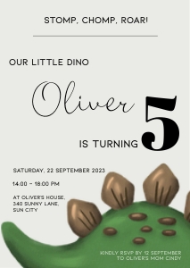BK001-0601 DIN A6 Invitation - Stegosaurus 5th birthday: BK001-07 Dinosaur Stegosaurus Birthday Bundle