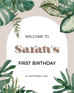 BK009-0110 8x10 Welcome Sign - Boho Tropical: BK009-0110 Welcome Sign - Boho Tropical