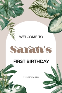 BK009-0110 20x30 Welcome Sign - Boho Tropical: BK009-0110 Welcome Sign - Boho Tropical