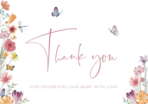 BB012-0104 flat Thank You Note - Flower Meadow: BB012-0001 Invitation BUNDLE - Flower Meadow