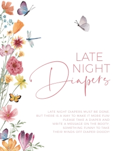BB012-0106 8x10 Late Night Diapers Sign - Flower Meadow: BB012-0000 Baby Shower BUNDLE - Flower Meadow