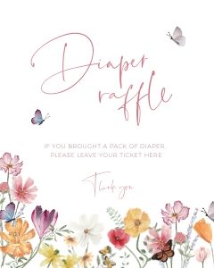 BB012-0105 8x10 Diaper Raffle Sign - Flower Meadow: BB012-0000 Baby Shower BUNDLE - Flower Meadow