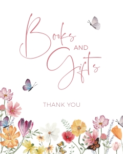 BB012-0109 8x10 Books and Gifts Sign - Flower Meadow: BB012-0000 Baby Shower BUNDLE - Flower Meadow