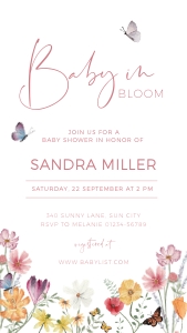 BB012-0110 1080x1920px Electronic Invitation - Flower Meadow: BB012-0000 Baby Shower BUNDLE - Flower Meadow