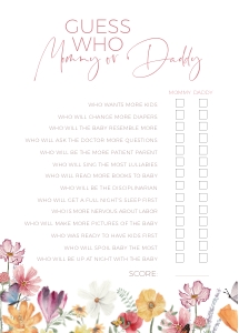 BBG12-10 Guess Who Mommy or Daddy - Flower Meadow: BB012-0000 Baby Shower BUNDLE - Flower Meadow