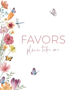 BK012-0112 8x10 Favors Sign - Flower Meadow: BB012-0000 Baby Shower BUNDLE - Flower Meadow
