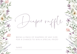 BB019-0102 Diaper Raffle Ticket - Lavender: BB019-0001 Invitation BUNDLE - Violet Meadow