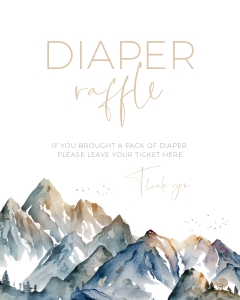 BB021-0105 8x10 Diaper Raffle Sign - Mountains: BB021-0000 Baby Shower BUNDLE - Mountains