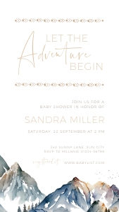 BB021-0110 1080x1920px Electronic Invitation - Mountains: BB021-0000 Baby Shower BUNDLE - Mountains