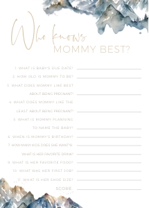 BBG21-01 Who knows Mommy best - Mountains: BB021-0000 Baby Shower BUNDLE - Mountains
