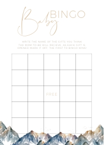 BBG21-04 Baby Bingo - Mountains: BB021-0000 Baby Shower BUNDLE - Mountains