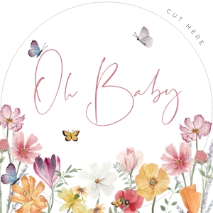 BB012-0114 2x2 Cupcake topper - Flower Meadow: BB012-0000 Baby Shower BUNDLE - Flower Meadow