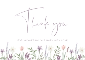 BB019-0104 Flat Thank You Note - Lavender: BB019-0001 Invitation BUNDLE - Violet Meadow