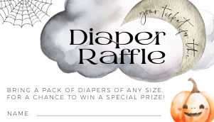 BB031-0102 3.5x2 Diaper Raffle Ticket - Halloween Little Boo: BB031-0007 Mega BUNDLE - Halloween Little Boo