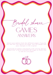 BSG36-00 Bridal Shower Games Answers - Wavy Border Pink: BSG36-00 Bridal Shower Games BUNDLE - Wavy Border Pink