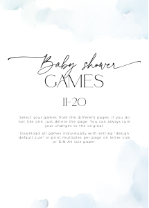 BBG37-00 5x7" Baby Shower Games 11-20 - Cloud nine blue: BBG37-00 Baby Shower Games BUNDLE - Cloud nine blue