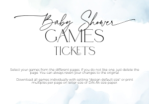 BBG37-00 Baby Shower Game Tickets - Cloud nine blue: BBG37-00 Baby Shower Games BUNDLE - Cloud nine blue
