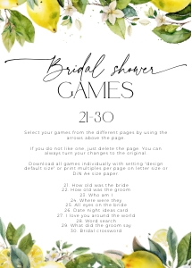 BSG24-00 5x7" Bridal Shower Games 21-30 - Lemon: BSG24-00 Bridal Shower Games BUNDLE - Lemon