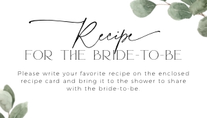 BS039-04 2 3.5x2 Request for Recipe Card - Eucalyptus: BSB39-01 Invitation BUNDLE - Eucalyptus