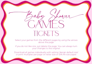 BBG36-00 Baby Shower Game Tickets - Wavy Border Pink: BBG36-00 Baby Shower Games BUNDLE - Wavy Border Pink