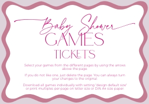 BBG45-00 Baby Shower Game Tickets - Wavy Border Mauve: BBG45-00 Baby Shower Games BUNDLE - Wavy Border Mauve