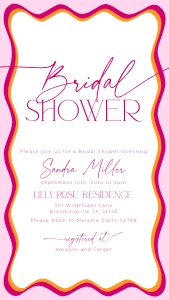 BS036-03 1080x1920 Electronic Invitation - Wavy Border Pink: BSB36-01 Bridal Shower Invitation BUNDLE - Wavy Border Pink