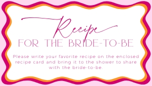 BS036-04 2 3.5x2 Request for Recipe Card - Wavy Border Pink: BSB36-01 Bridal Shower Invitation BUNDLE - Wavy Border Pink