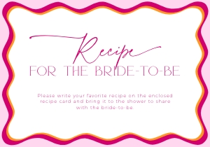 BS036-04 1 5x3.5 Request for Recipe Card - Wavy Border Pink: BSB36-01 Bridal Shower Invitation BUNDLE - Wavy Border Pink