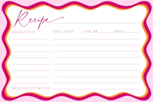 BS036-05 4x6 Recipe Card - Wavy Border Pink: BSB36-01 Bridal Shower Invitation BUNDLE - Wavy Border Pink