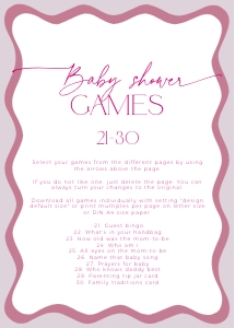 BBG45-00 5x7" Baby Shower Games 21-30 - Wavy Border Mauve: BBG45-00 Baby Shower Games BUNDLE - Wavy Border Mauve